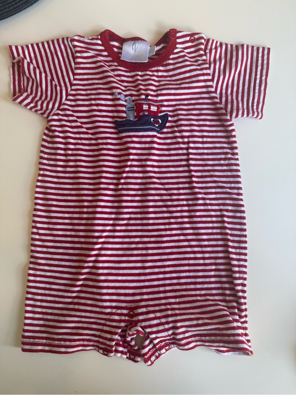 Little English Red and White Striped love boat Jon Jon